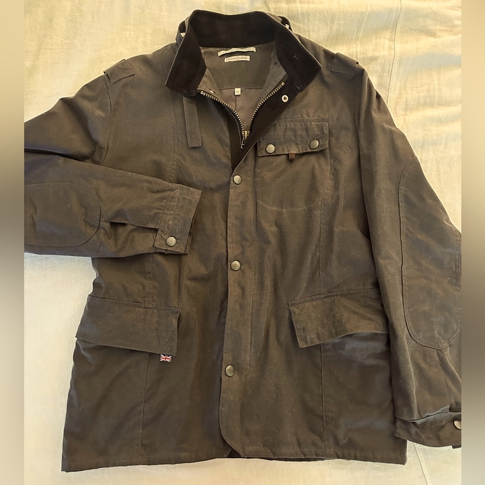 Carbon2Cobalt, peregrine elite waxed cotton jacket, charcoal grey, size CL
